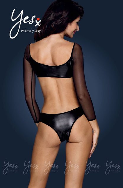 Yesx YX pc Teddy Black Bedroom Wear Wet Look