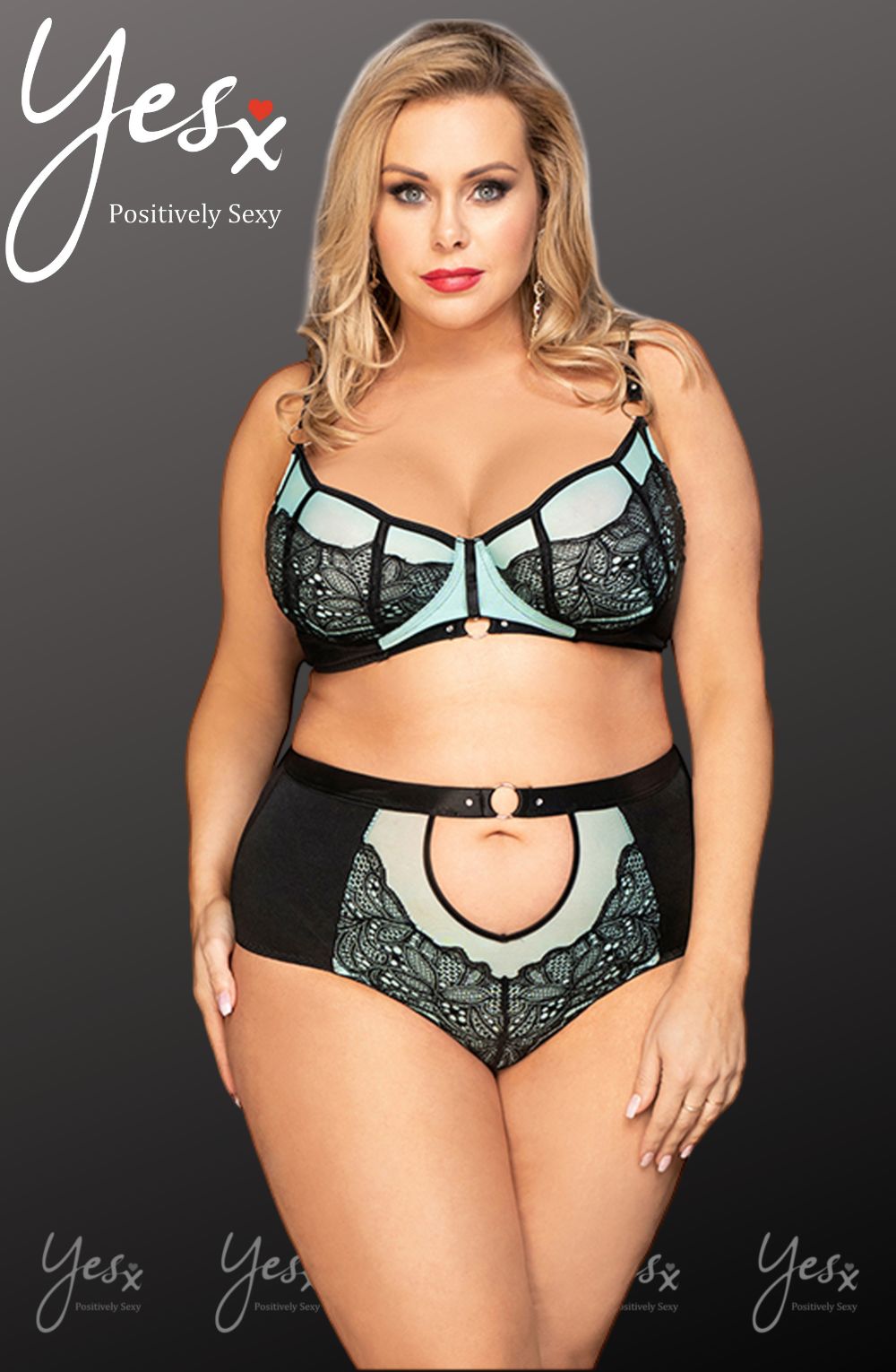 YXQ Blue Bra Set Plus Sizes Lingerie Sets