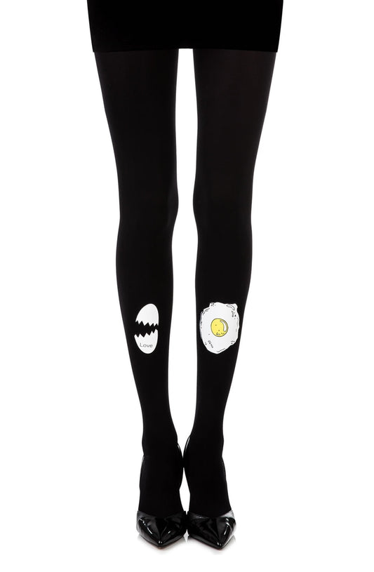 Sunny Side Up Black Print Tights Hosiery Hosiery